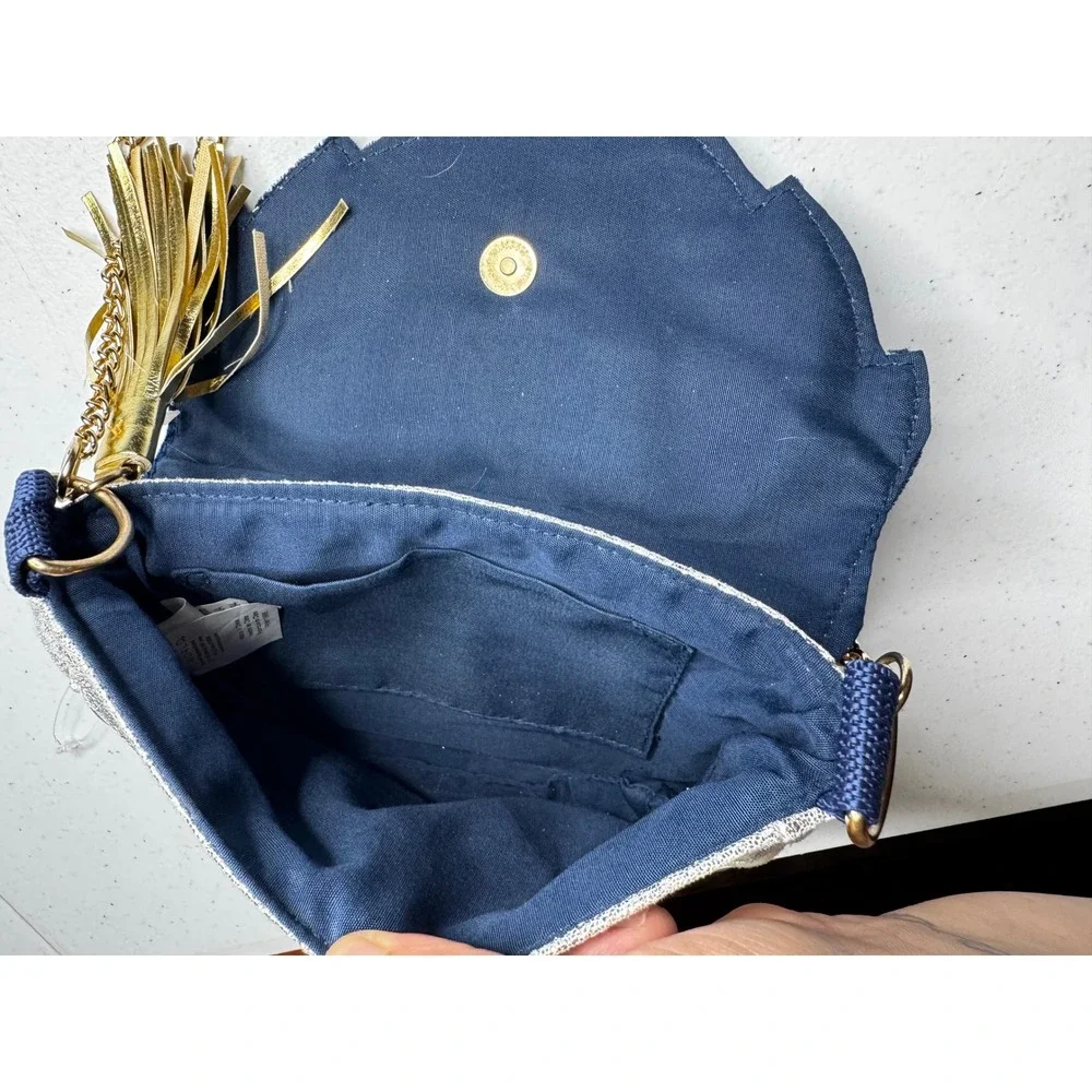 Disney Frozen 2 Kids Crossbody Bag Silver Gold Navy Blue Anna Elsa Olaf Tassel